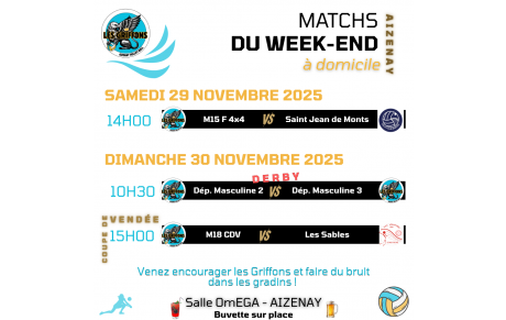 Matchs à domicile du week-end du 29 novembre 2025