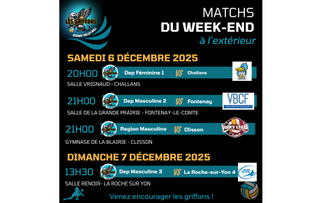 Matchs à l'extérieur du week-end du 6 décembre 2025